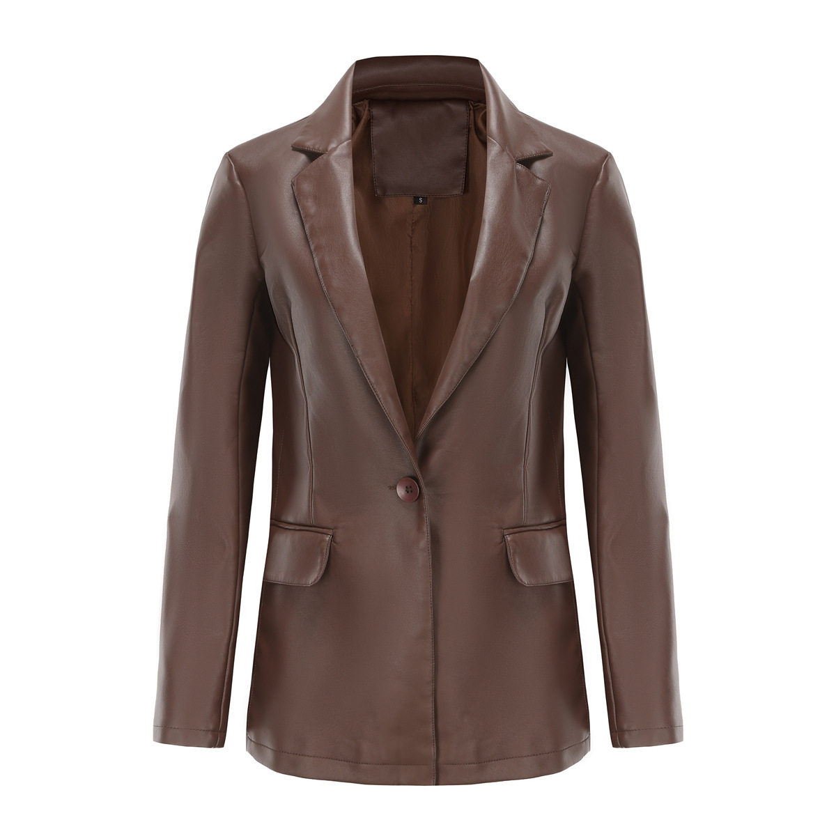 Long sleeved jacket women single button commuter casual leather jacket suit