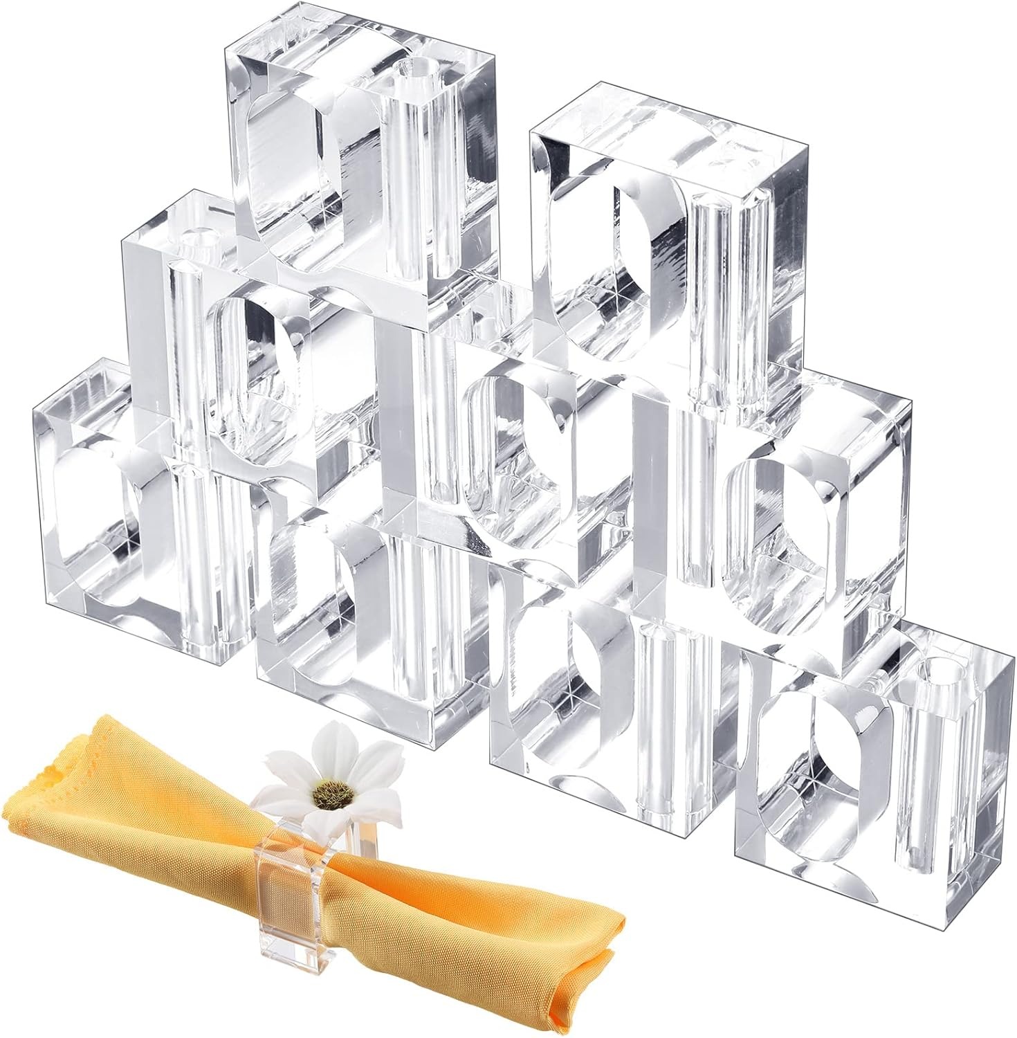 🔥ON SALE 49% OFF🔥Flower Napkin Rings Clear Acrylic Napkin Holder