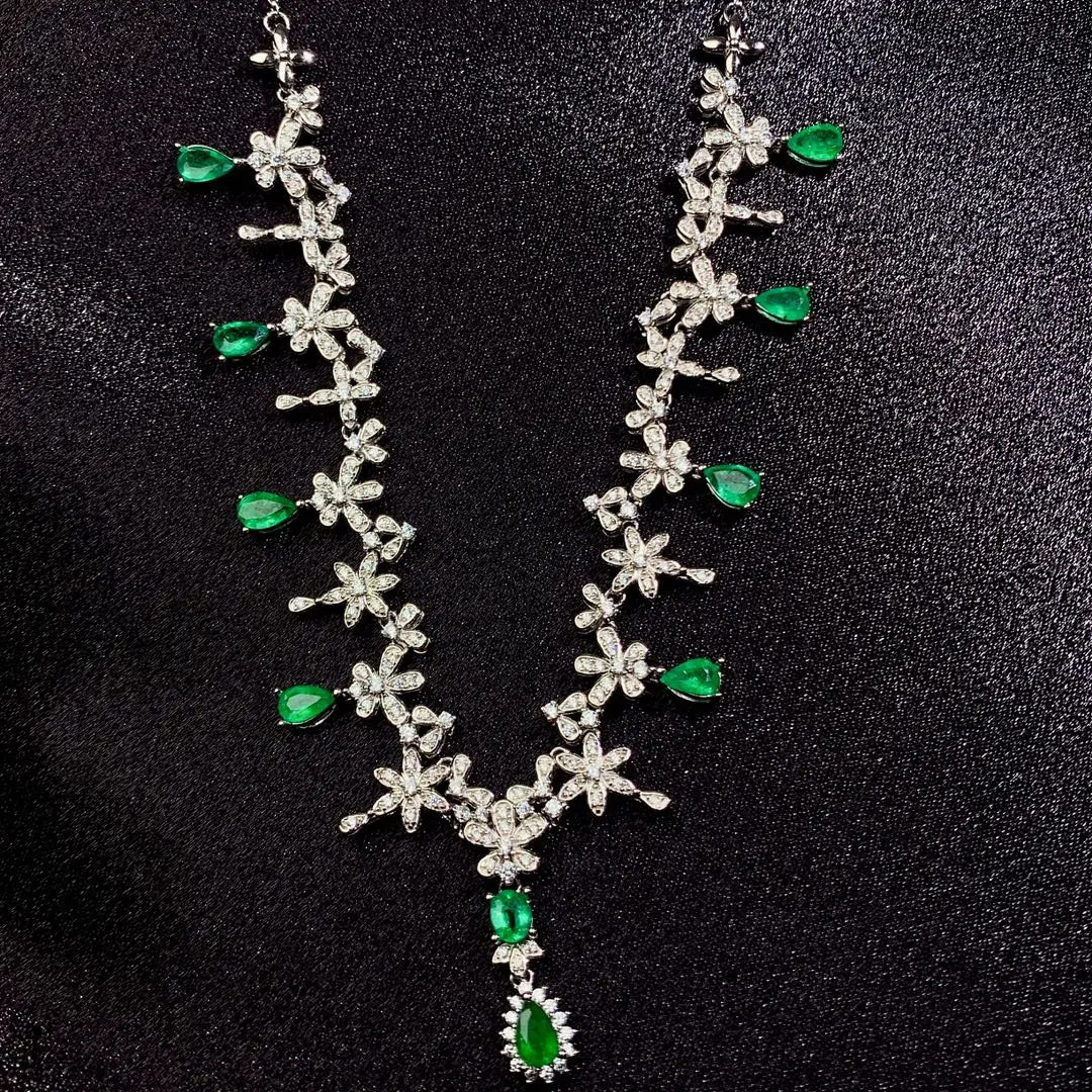 Emerald Tanzanite Silver 925 Jewelry Women's Gem Pendant 925 Sterling Silver Women's Luxury Necklace Free Christmas shipping