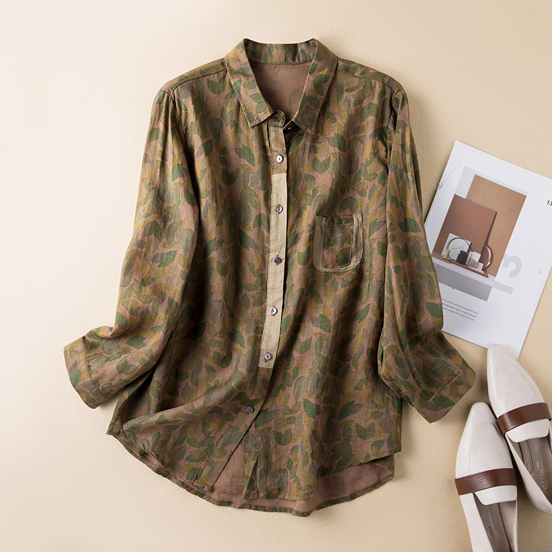 Vintage Floral Print Long Sleeve Shirt