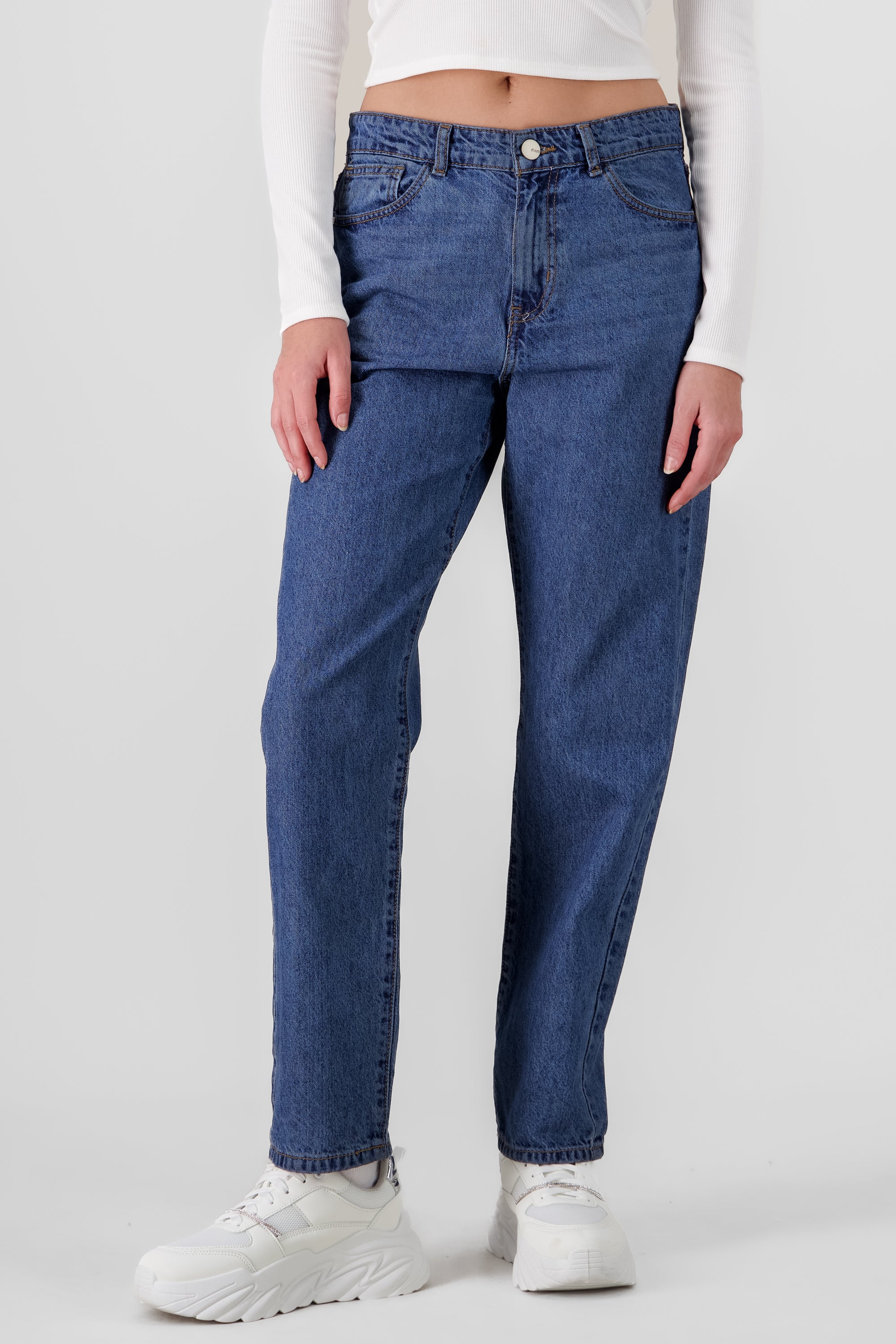Mid Rise Straight Jeans