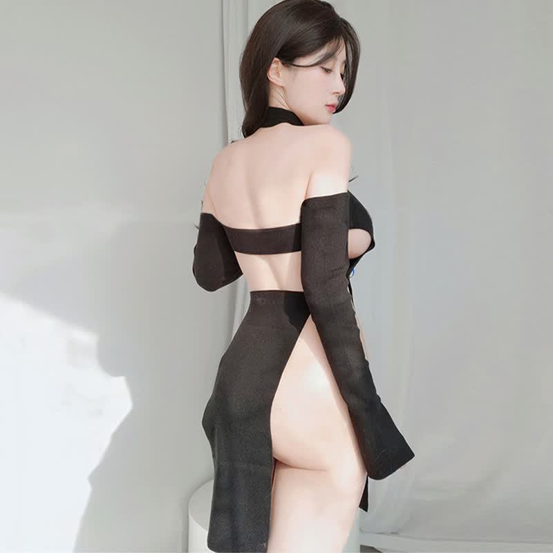 Sexy Love Heart Hollow Out Lingerie Dress