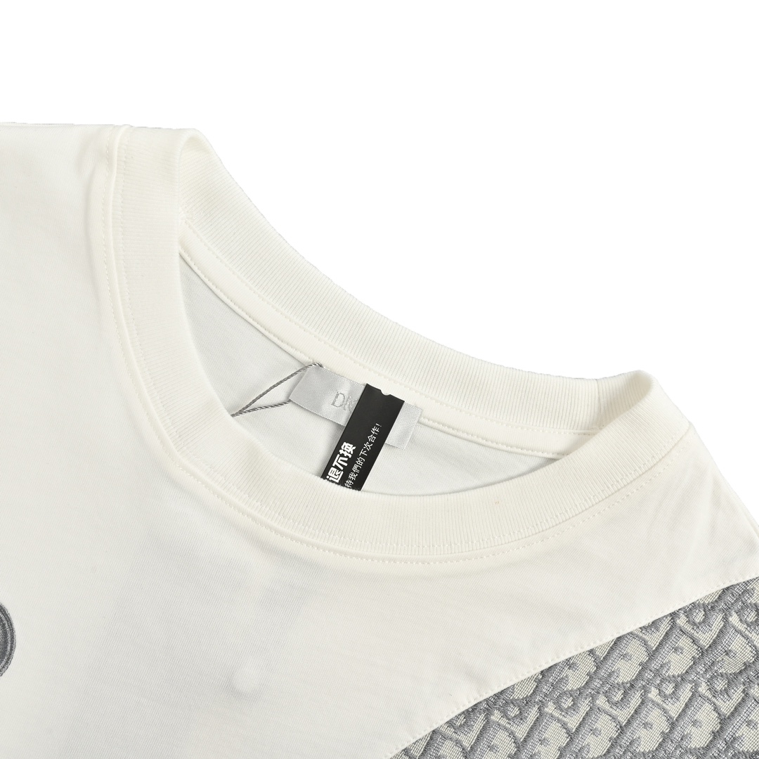 Dior 24ss embroidered patchwork short sleeves