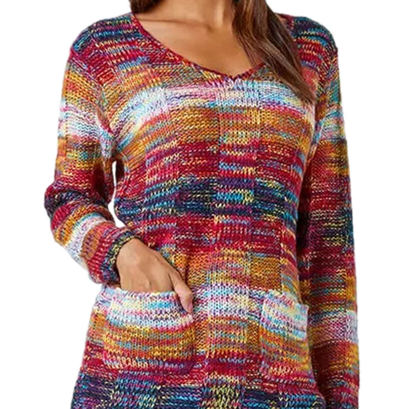 Gradient Rainbow Color Long Sleeve Sweater in Stylish Design