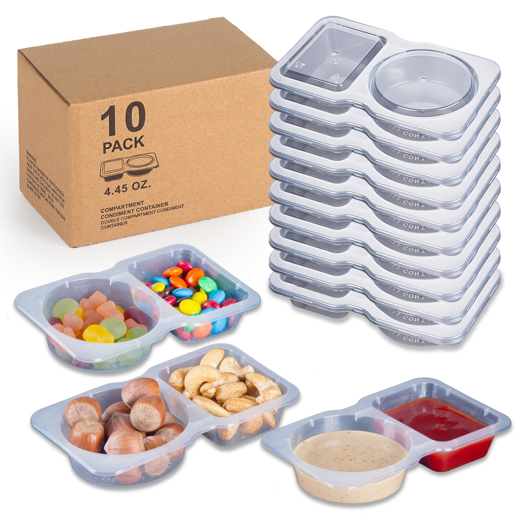 🔥Last Day 50% OFF🔥10 Pcs Double Compartment Reusable Snack Condiment Container