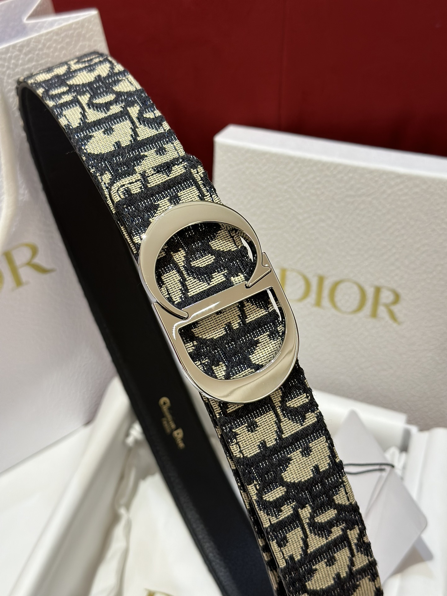 Dior CD Buckle Canvas Leather Belt 3.5CM Width