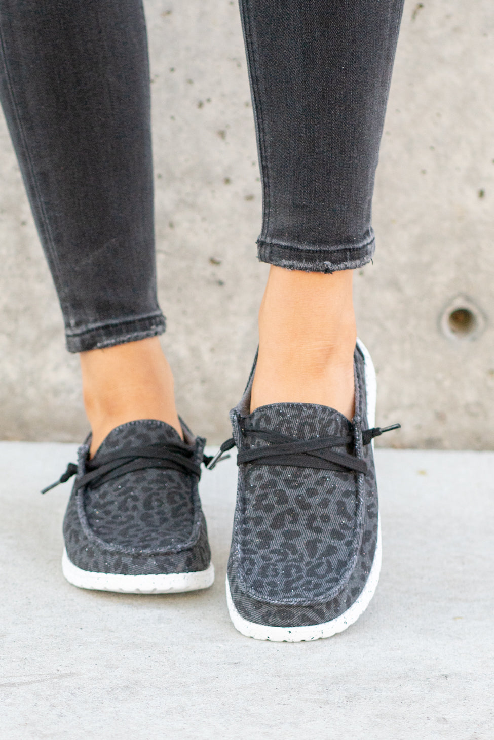 Lucas Cheetah Print Boat Shoes - Black