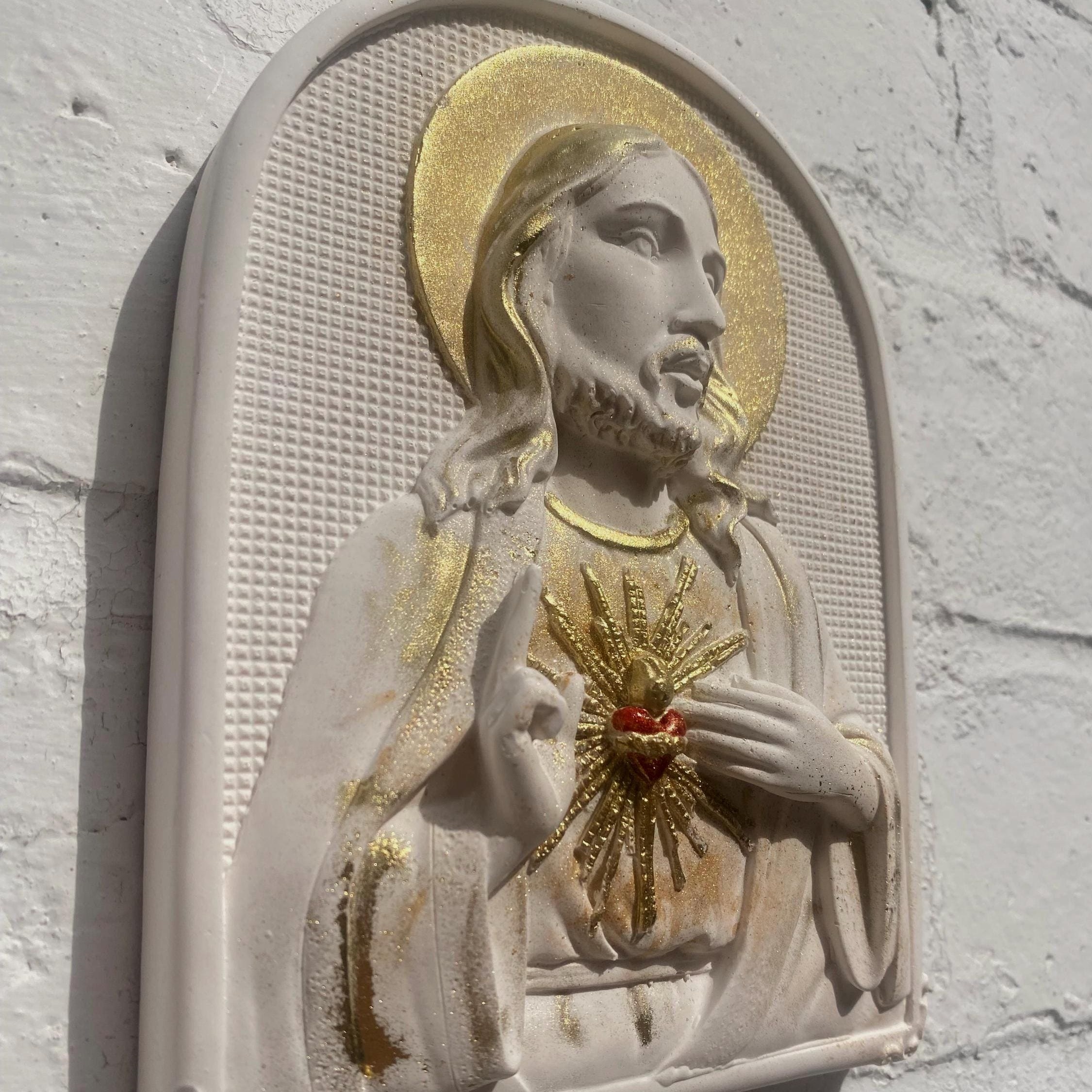🔥ON SALE🔥Handmade Jesus Wall Plaque Religious Art Sacred Heart