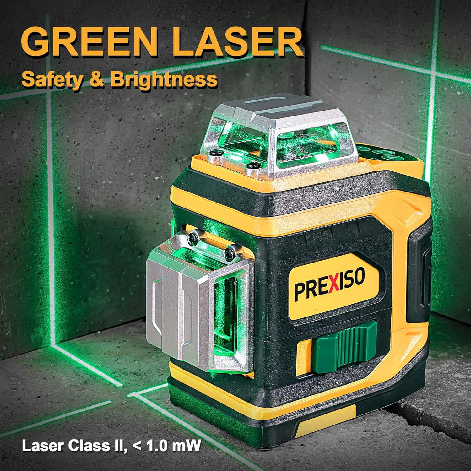 PREXISO Rechargeable 360° Self Leveling Green Laser Level with Tripod