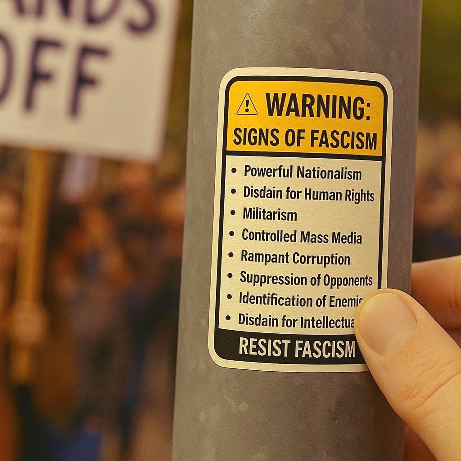 Warning Fascism Sticker: Express your attitude