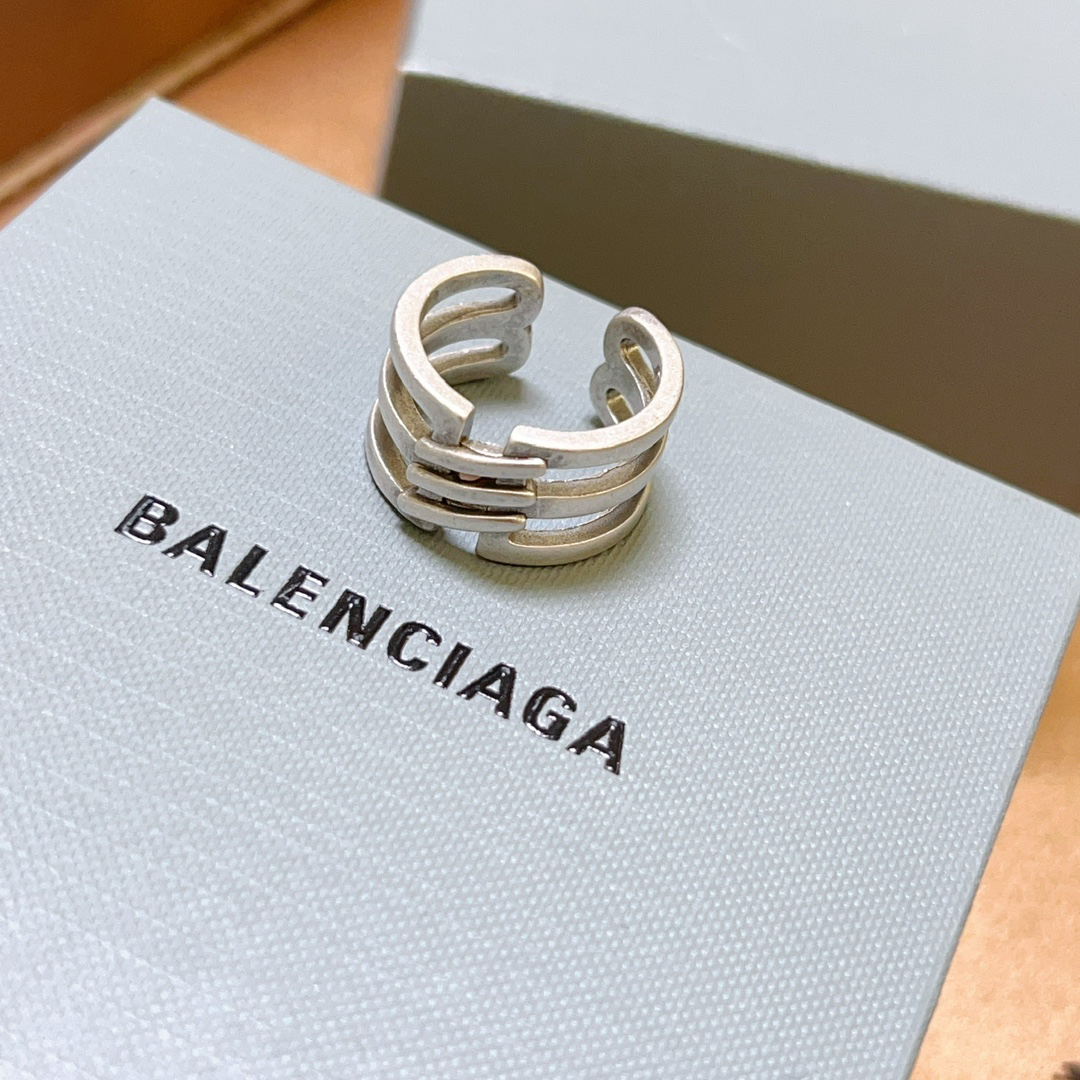 Balenciaga Hollow Silver Ring