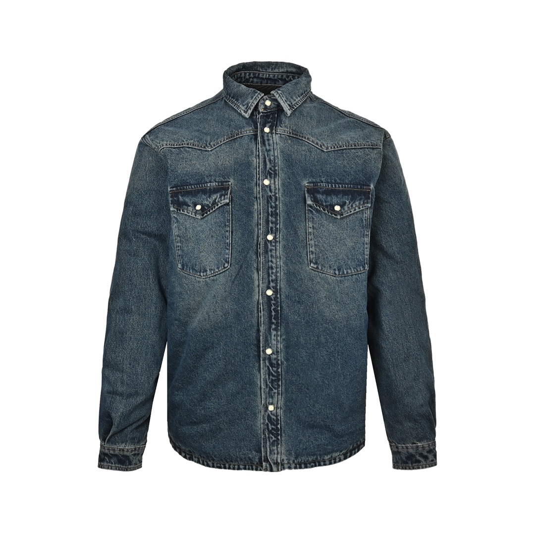 Prada 24Fw triangle logo denim quilted jacket