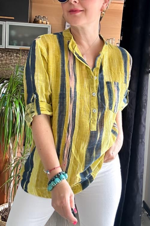 BUY 2 FREE SHIPPING-Women Irregular Striped Shirt
