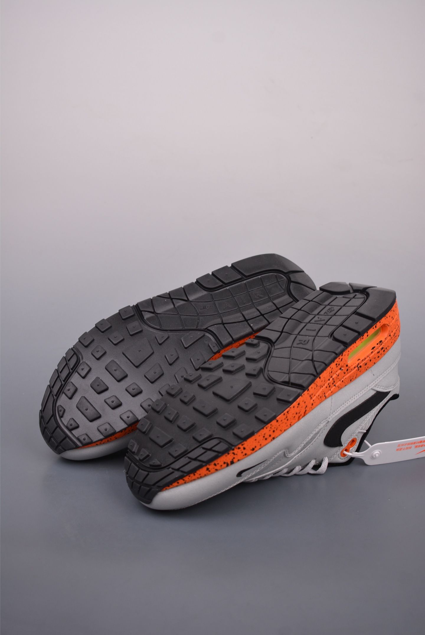 Nike Air Max 1'87 series gray, black, orange and stone patternv FD2638-005