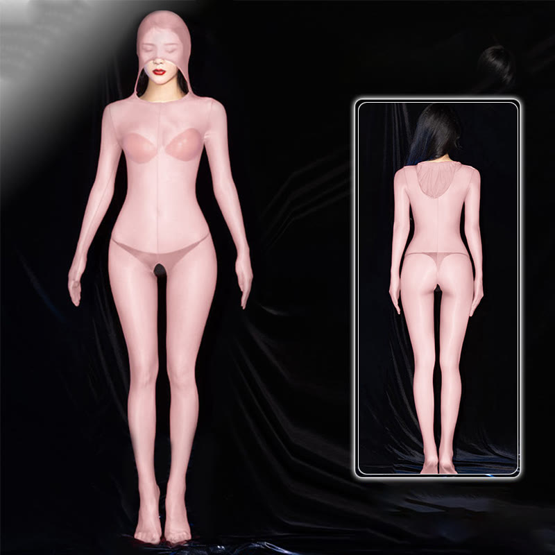 Sexy One-Piece See-through Hooded Jumpsuit Lingerie