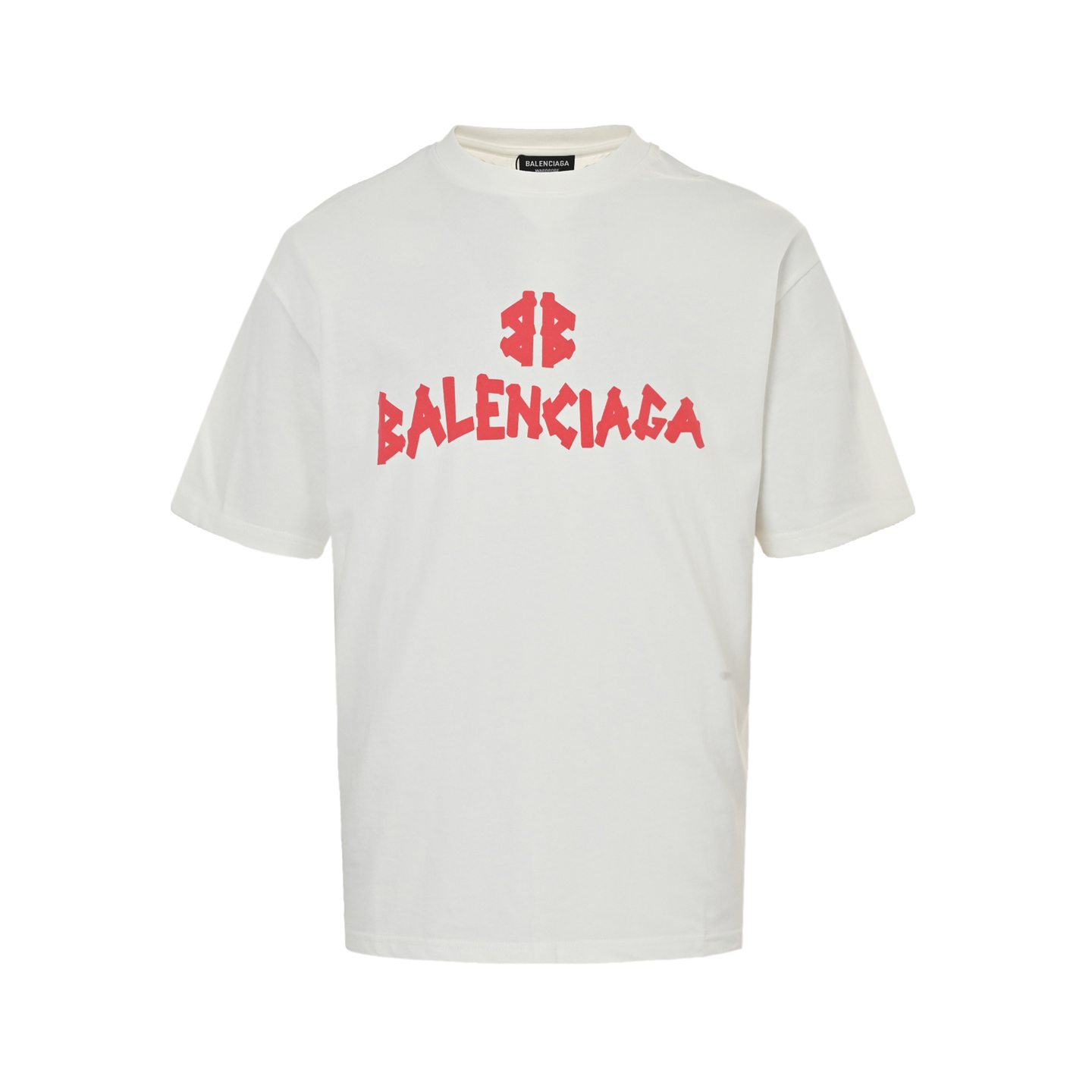 Balenciaga 25ss Tape Letters Foam Print Short Sleeve