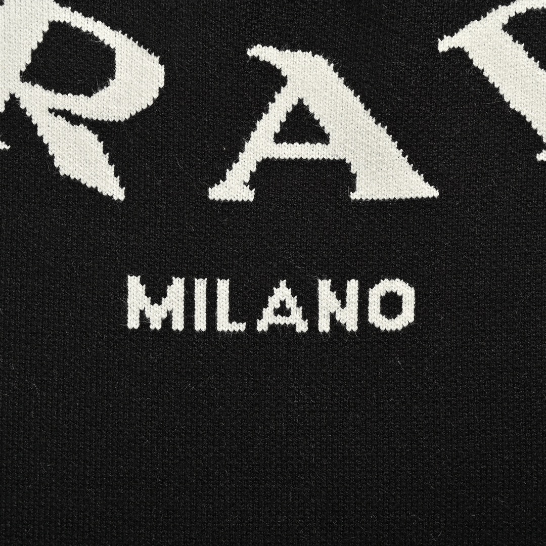 Prada 24Fw jacquard logo crew neck sweater
