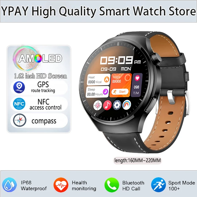 2023 New men's watch Bluetooth Call smartwatch 1.62inch full screen touch voice assistant NFC480*480 HD screen for Huawei Xiaomi