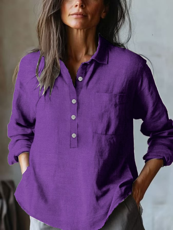 Women's Casual Loose Cotton And Linen Shirt