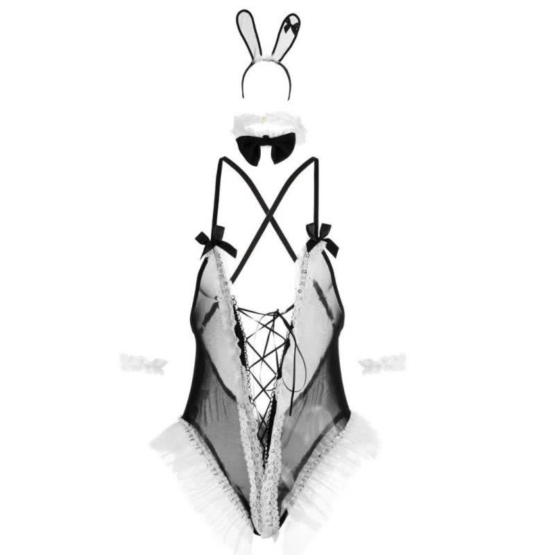 Cosplay Bunny Strappy Sexy Lingerie Jumpsuit