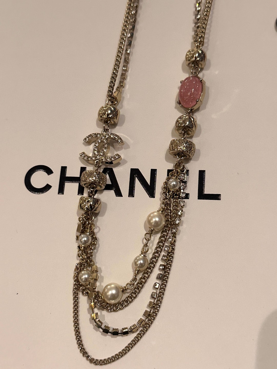 Chanel CC Pearl Necklace with Diamonds