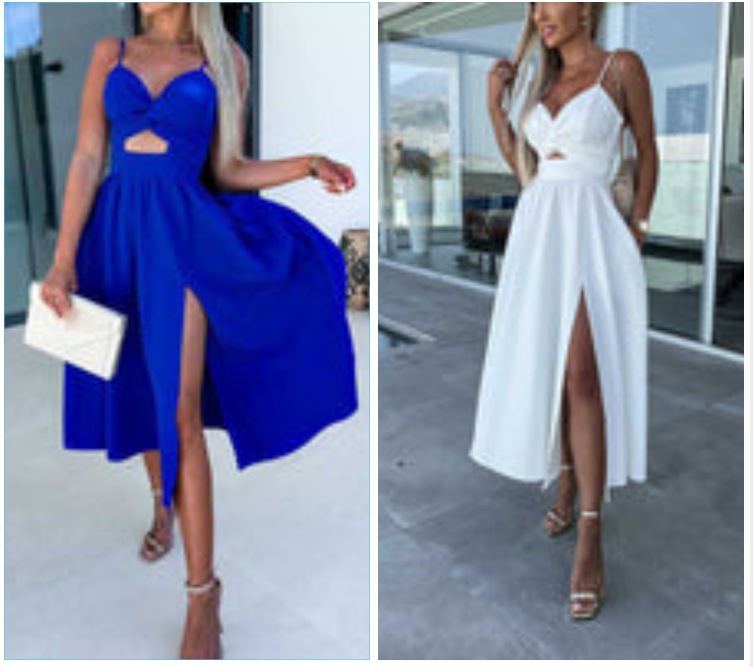 Strappy Front Slit Midi Dress