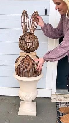 🐇🐇The cutest bunny decoration for Easter 💥(handmade wicker woven)