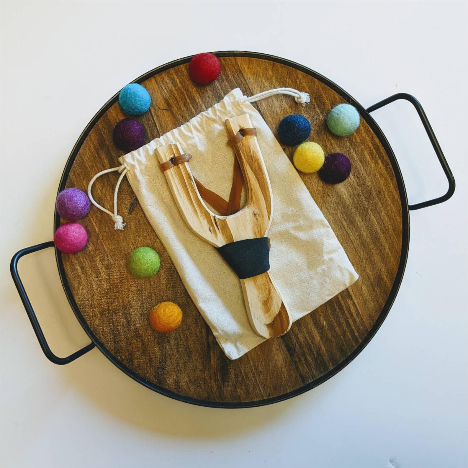 Wood Slingshot with Felt Ammo | Party Favors