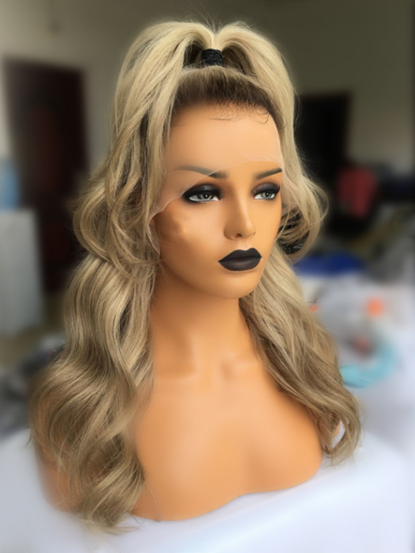 New SPECIAL OFFER Celebrity the same Frontal Lace Gold Wig