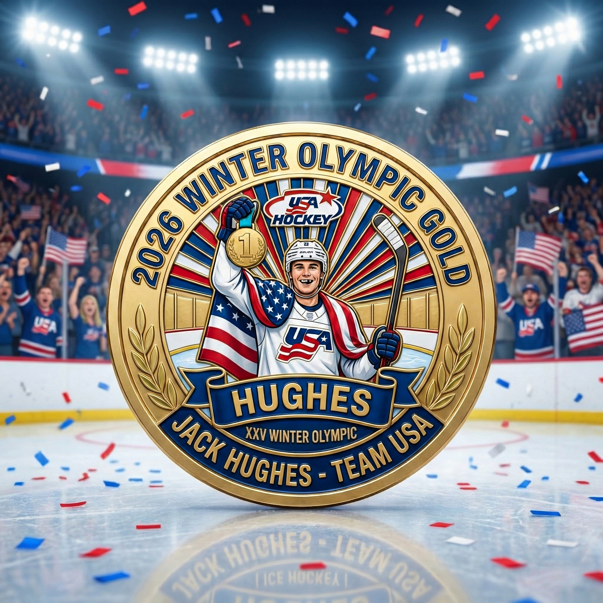 Jack Hughes – 2026 Winter Olympic Gold Commemorative Coin