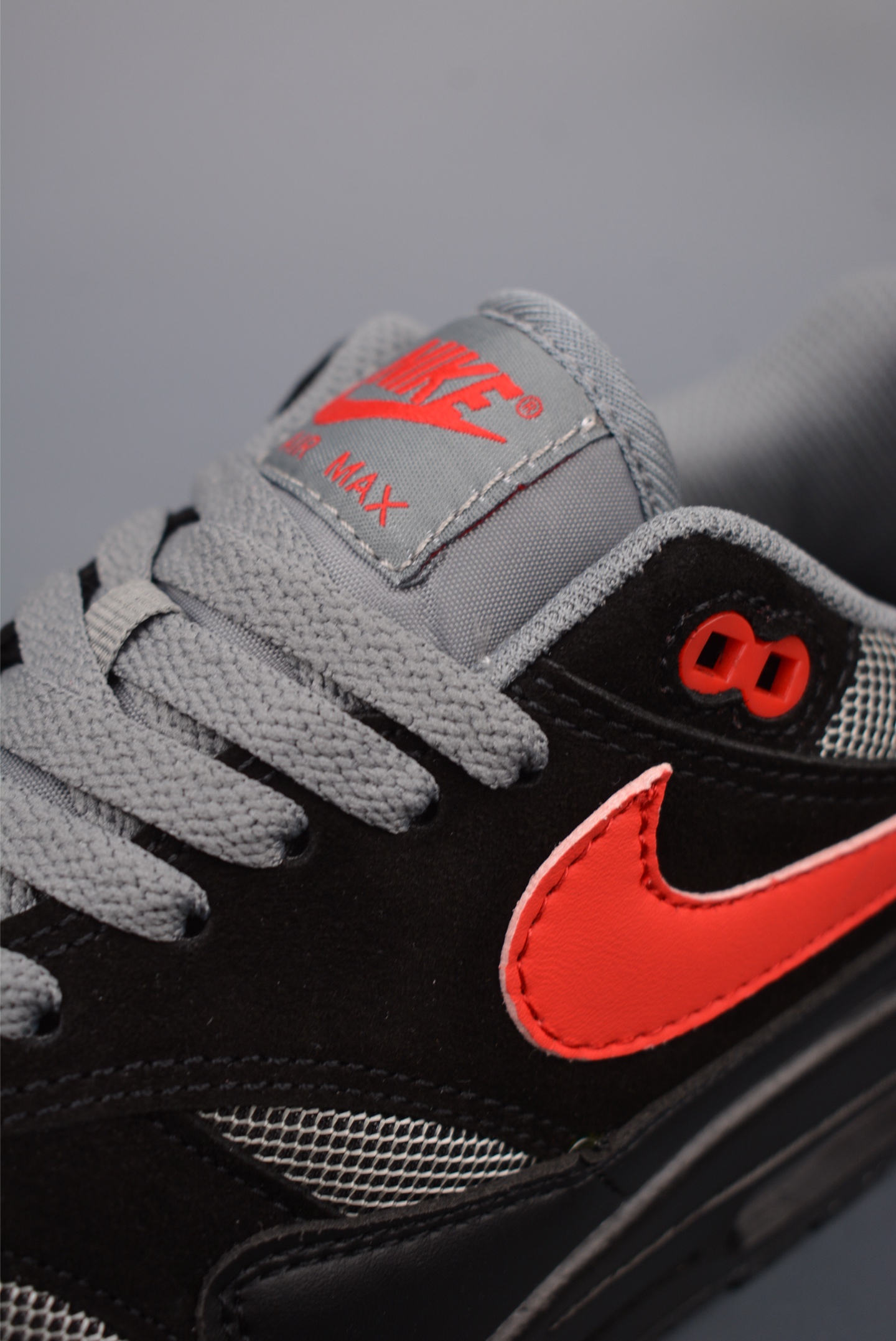 Nike Air Max 1 Essential Vamps '87 Running Shoes Black Grey Red Vampire
