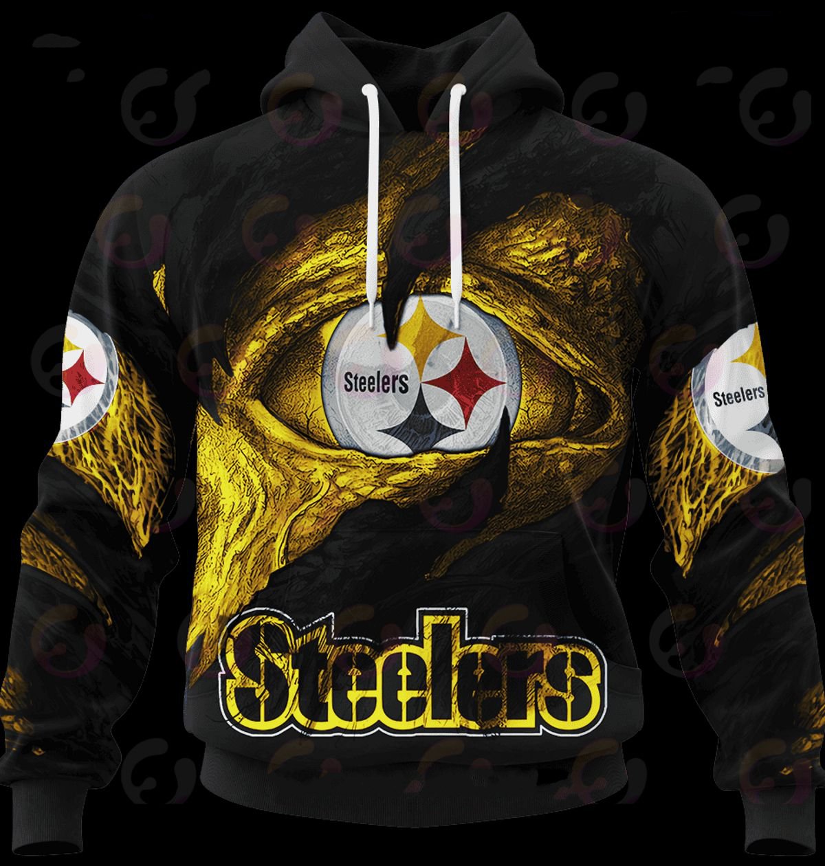 PITTSBURGH STEELERS 3D HOODIE COMMANDERS DEMON EYES
