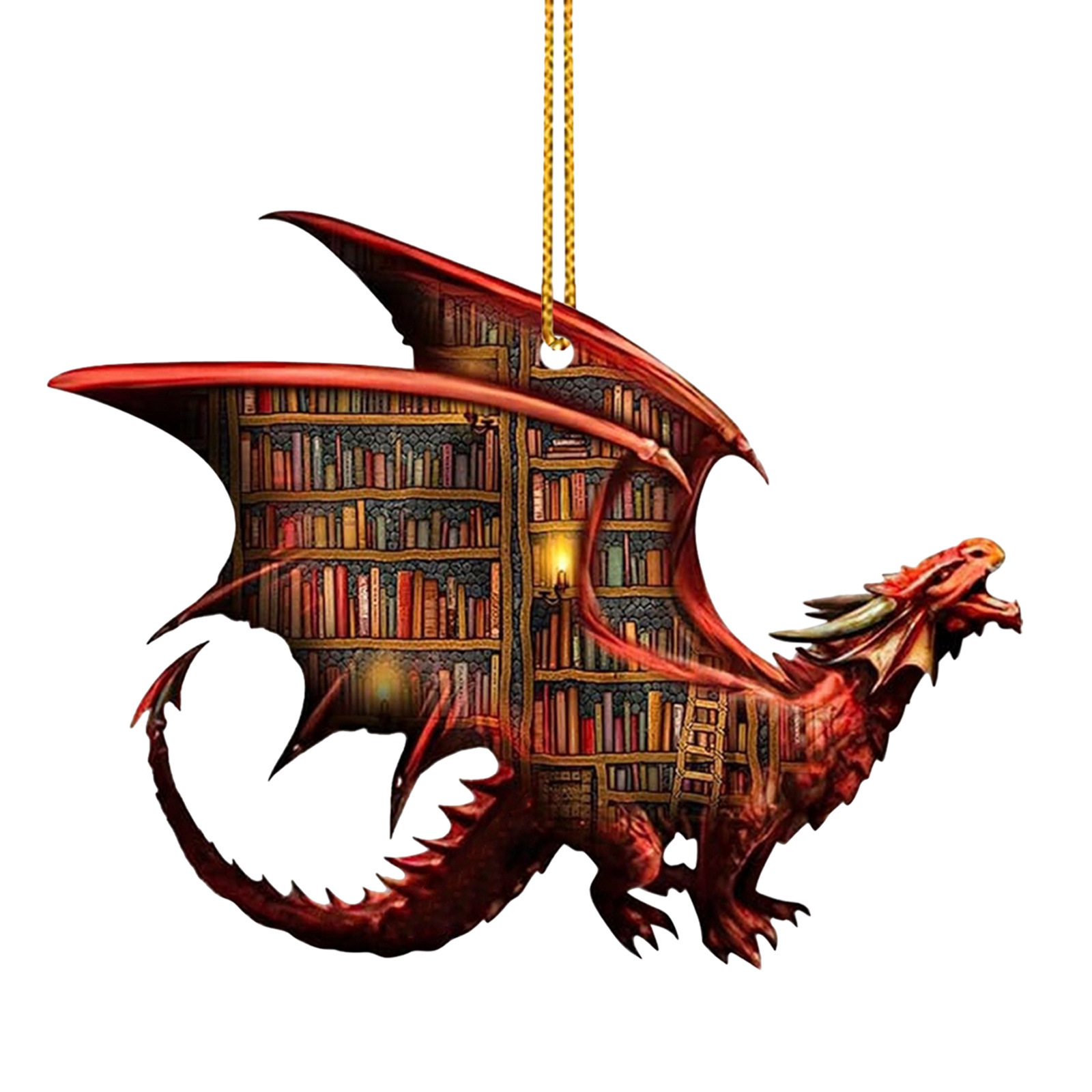 Red Flying Dragon Book Ornament