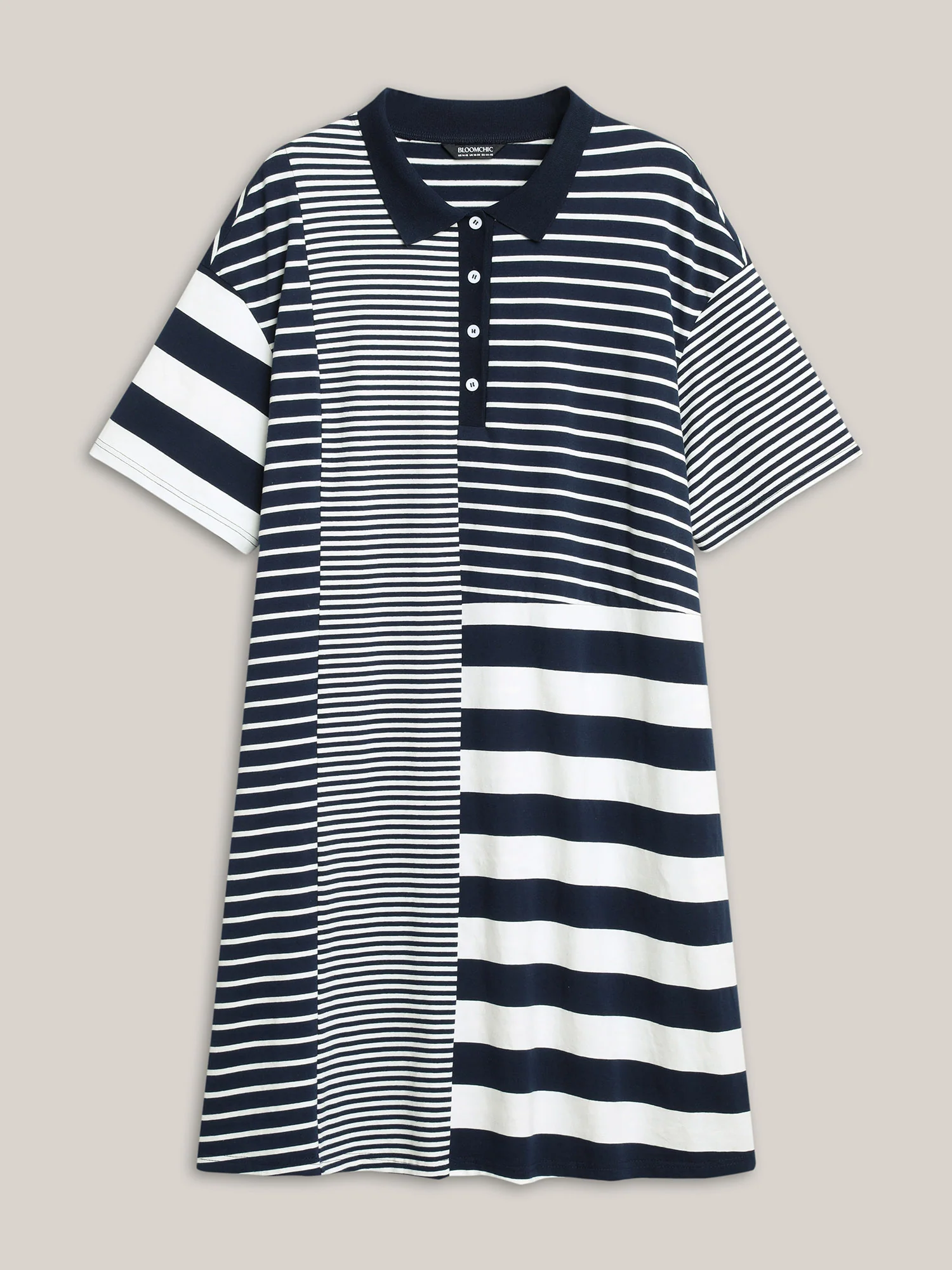 Cotton Knit Stripe Print Midi Dress