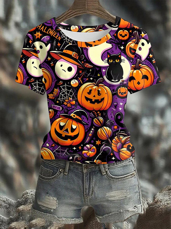 🔥Buy 3 Get 10% Off🔥Women'S Casual Halloween Short Sleeve T-Shirt