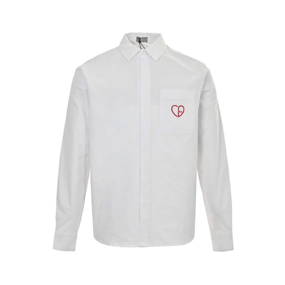 Dior 24Fw heart embroidered long-sleeved shirt