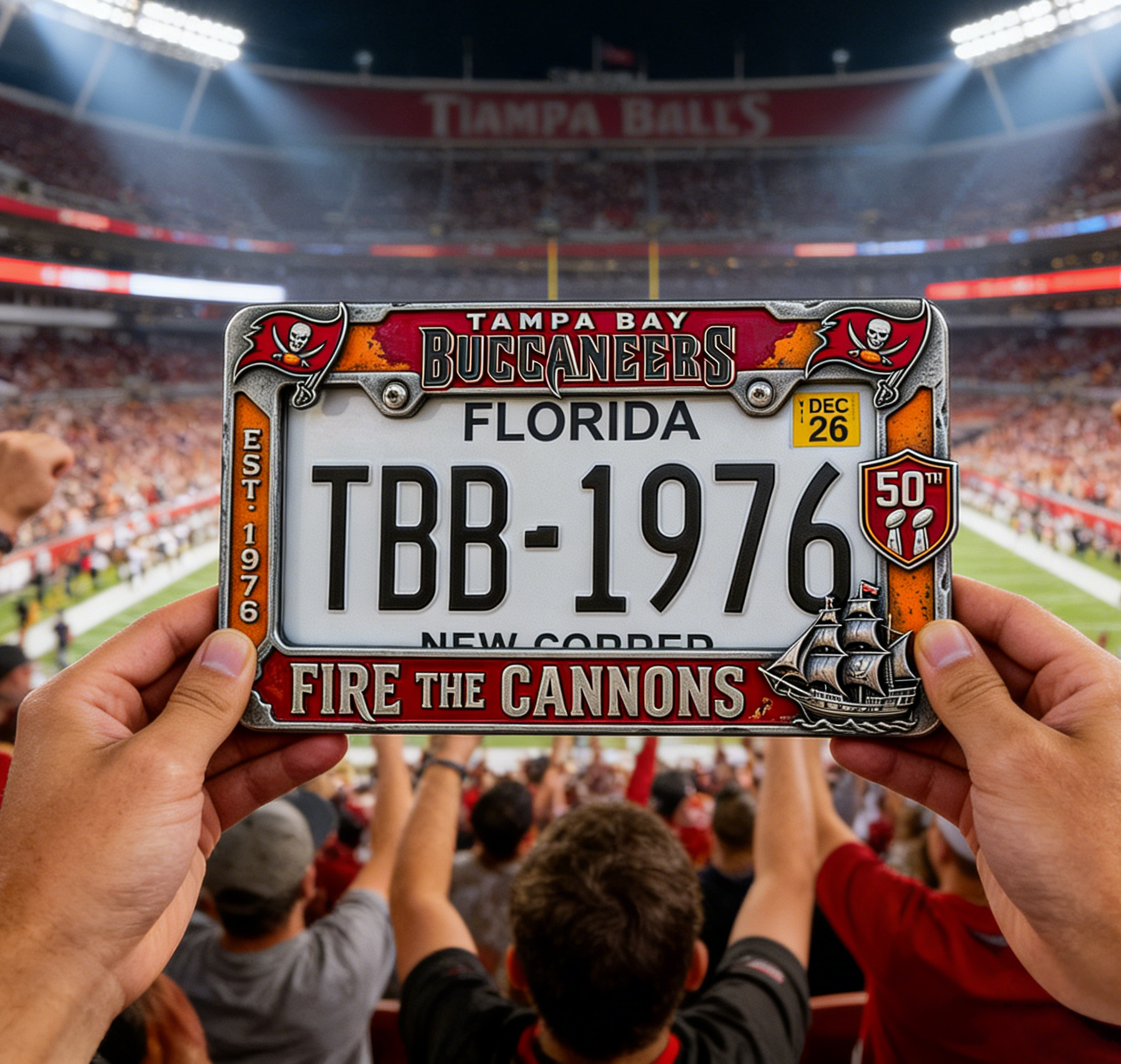 Tampa Bay Buccaneers 50th Anniversary License Plate Frame