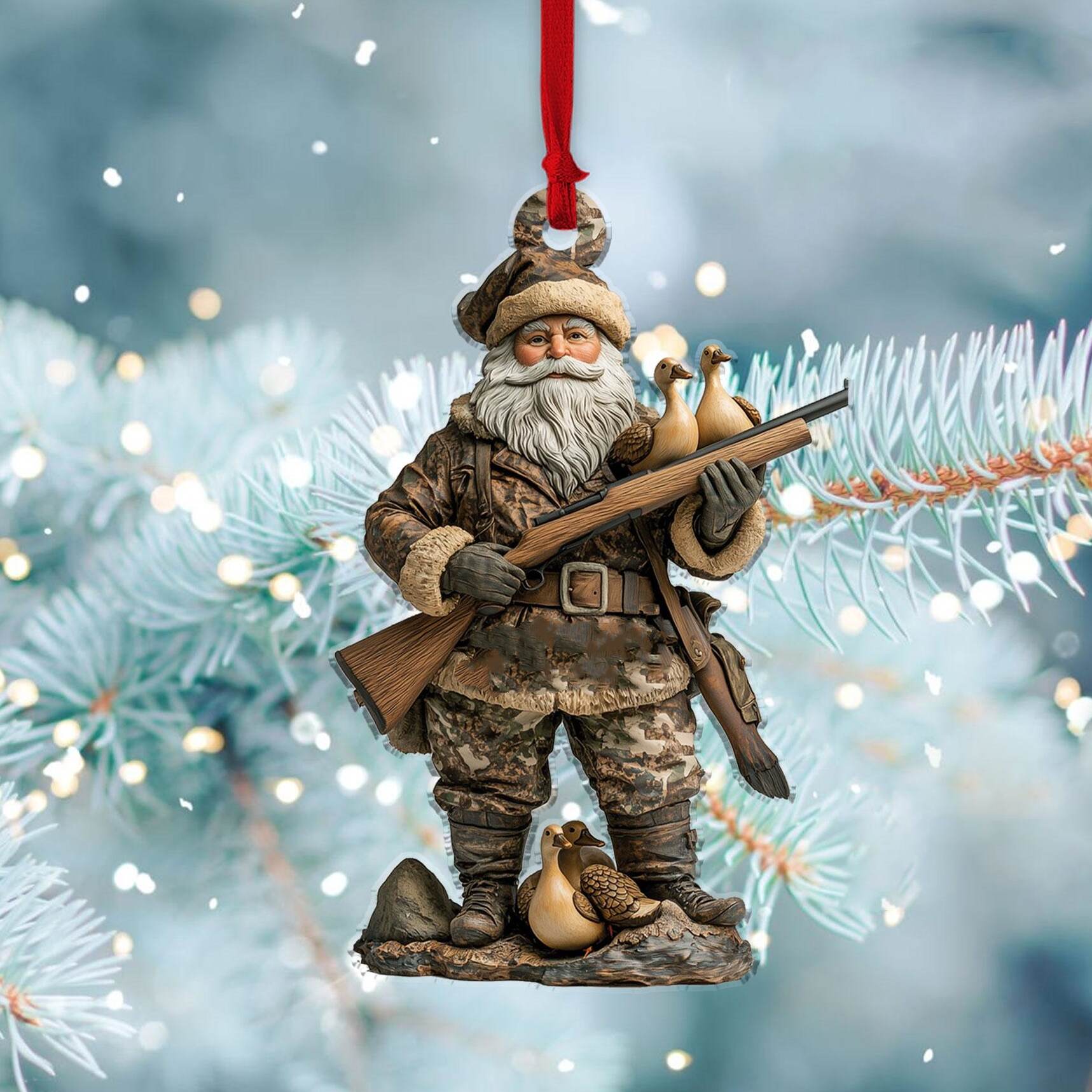 Santa Hunter Christmas Ornament