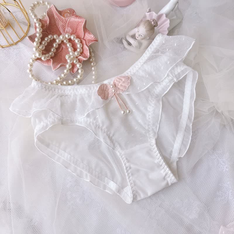 Wings Decor Lace Mesh Panty