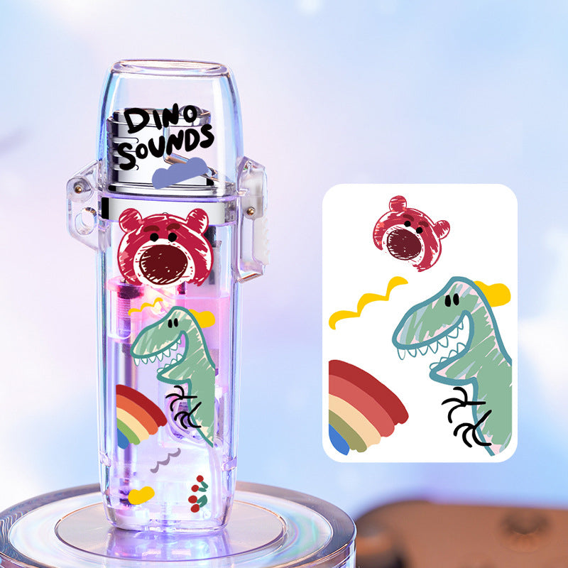 Sanrio cute luminous cartoon lighter, pink flame refillable windproof lighter