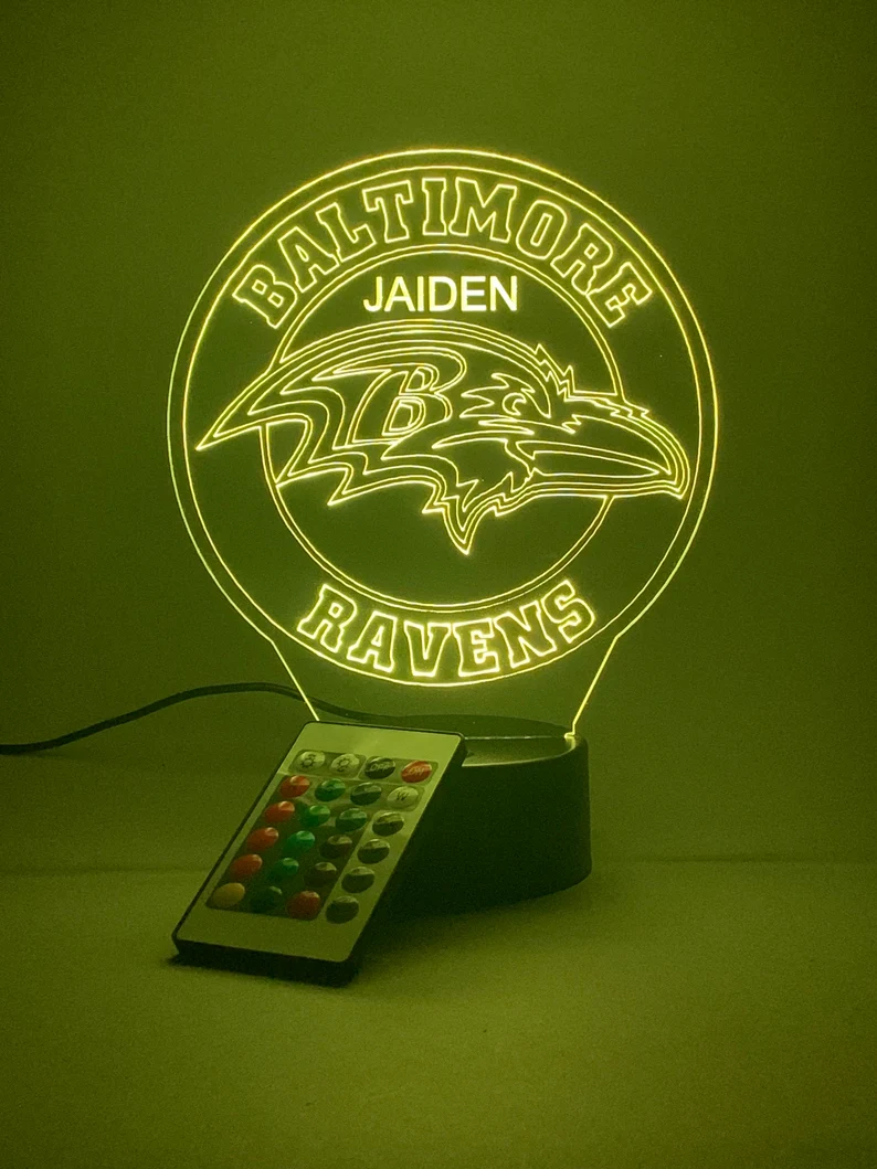 BALTIMORE RAVENS 3D LAMP PERSONALIZED