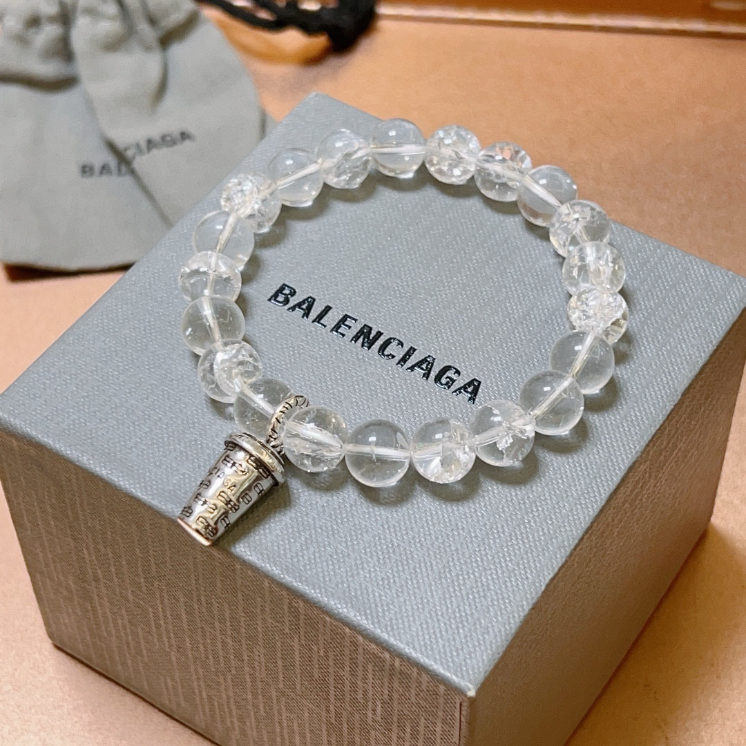 Balenciaga White Crystal Bead Bracelet