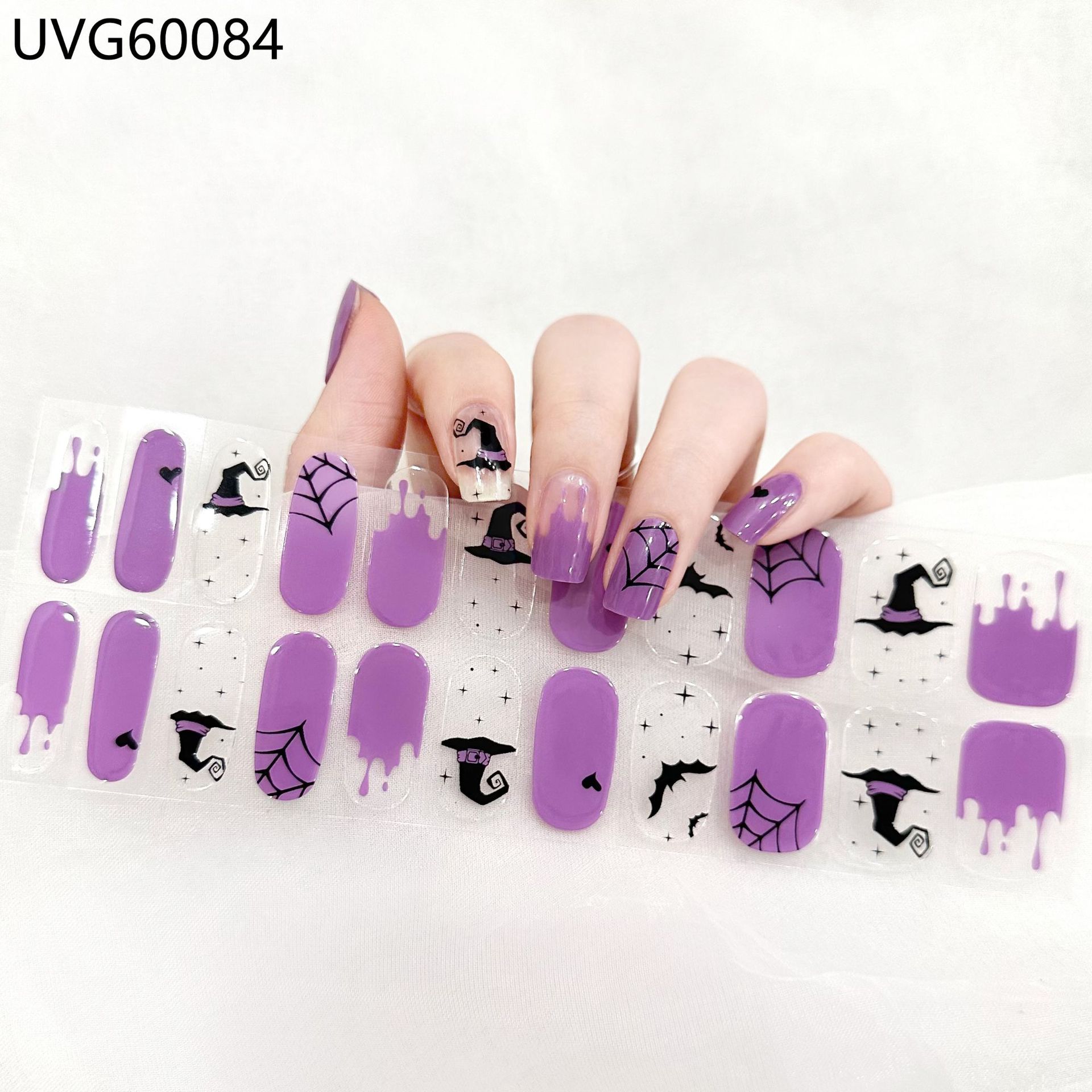 Semi Cured Gel Nail Strips, 22 pcs Nail Wraps, Glaze Gel Nail Stickers