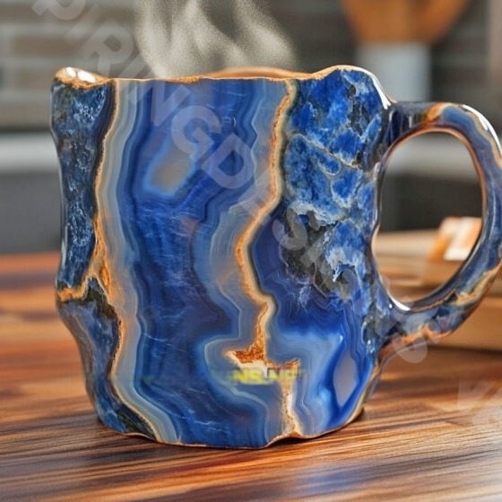 Mineral crystal coffee cup, creative design mug, luxurious decorative handicraft resin water cup.