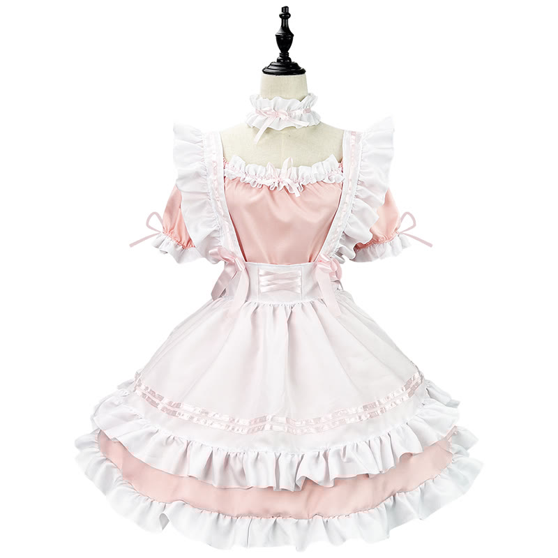 Cosplay Bow Tie Lolita Maid Ruffle Costume Dress