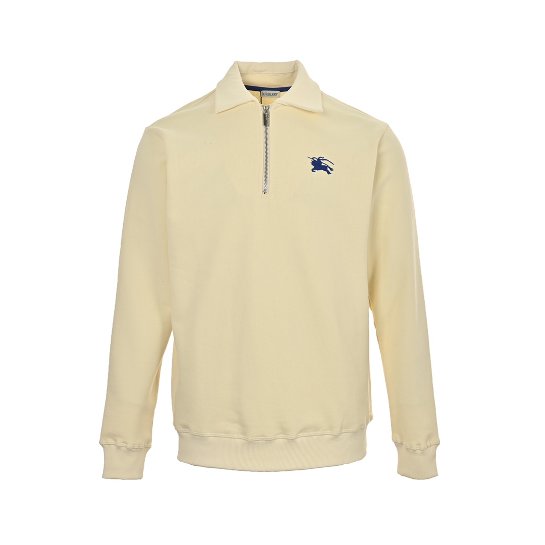 Burberry 24Fw small warhorse embroidered half-zip lapel sweatshirt