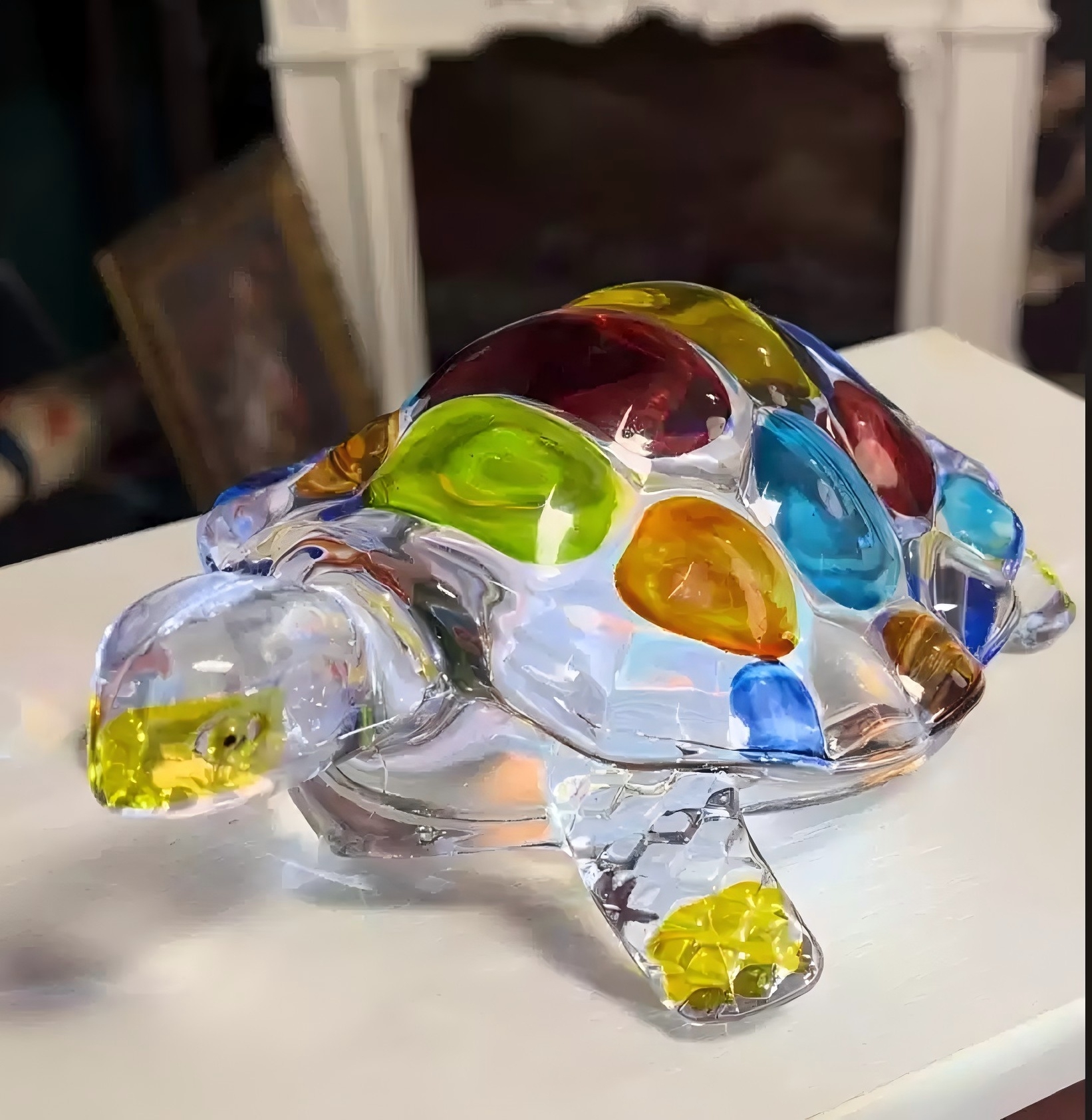 Vibrant Handcrafted Glass Turtle Figurine – Colorful Mosaic Shell,  Unique Gift Idea