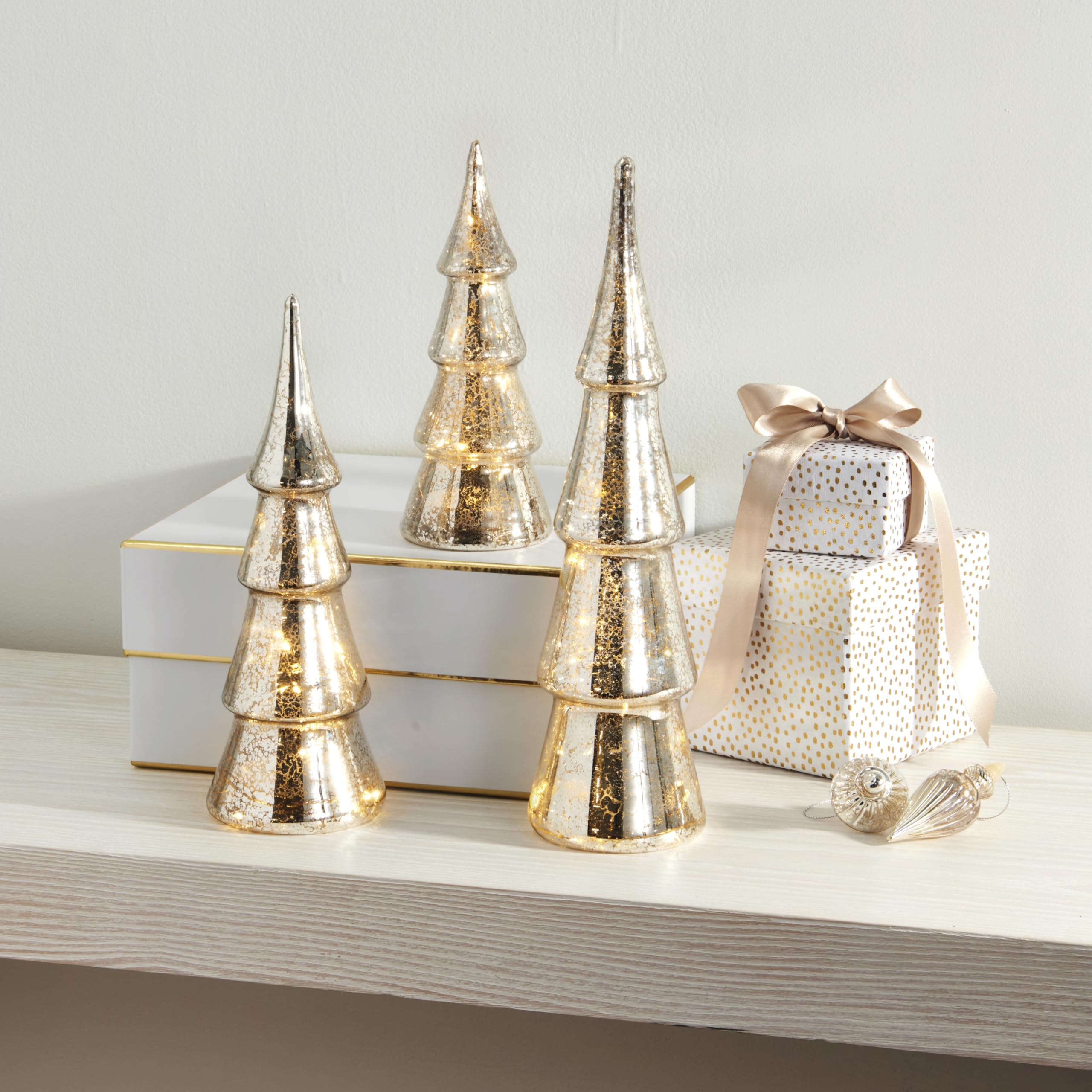 🎄LampTree Table Top Christmas Tree Decorations with Fairy Lights - Set of 3