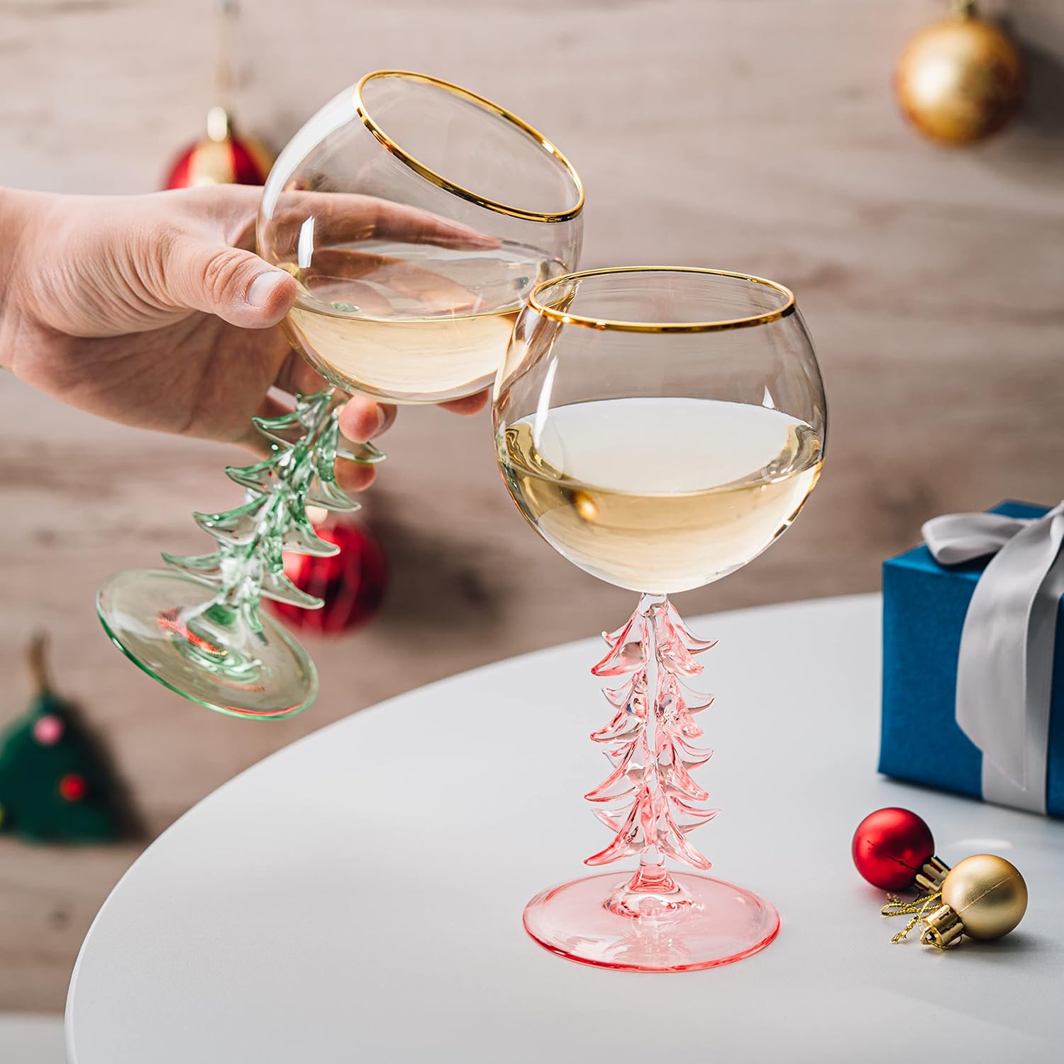 🎅2024 Christmas Promos🔥Crystal Christmas Holiday Tree Stemmed Wine Glass