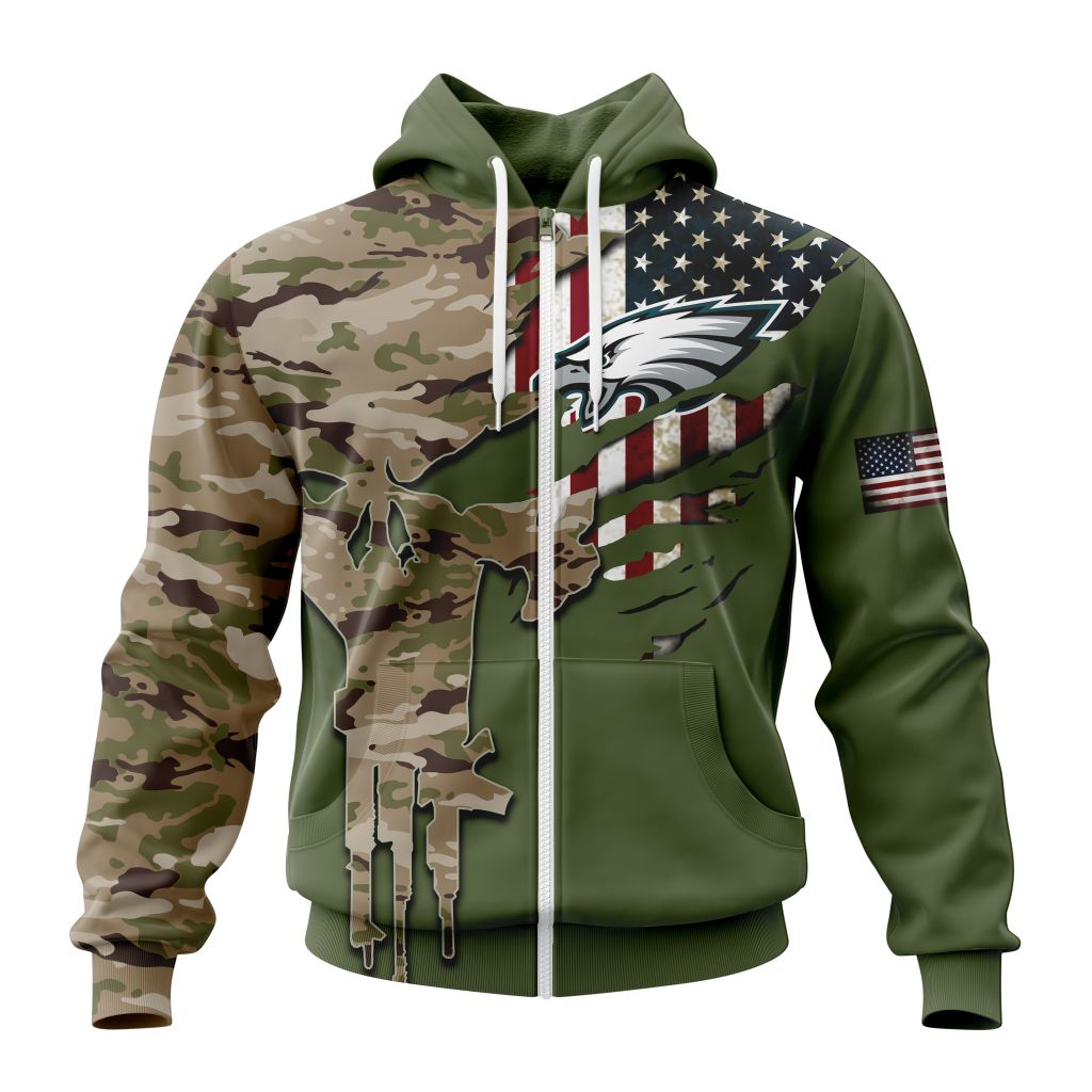 PHILADELPHIA EAGLES 3D HOODIE VETERANS DAY